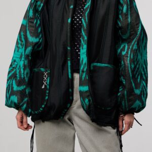 Emerald Noir Oversized Bomber Jacket