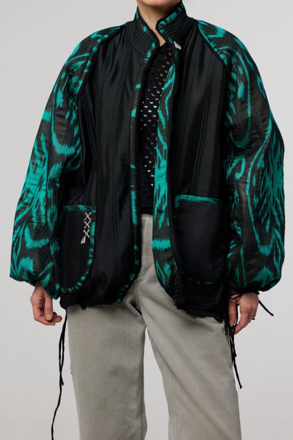 Emerald Noir Oversized Bomber Jacket