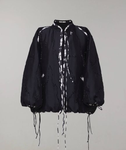 One-sided bomber jacket "adras naqshtli gumbaz" with hand embroidery